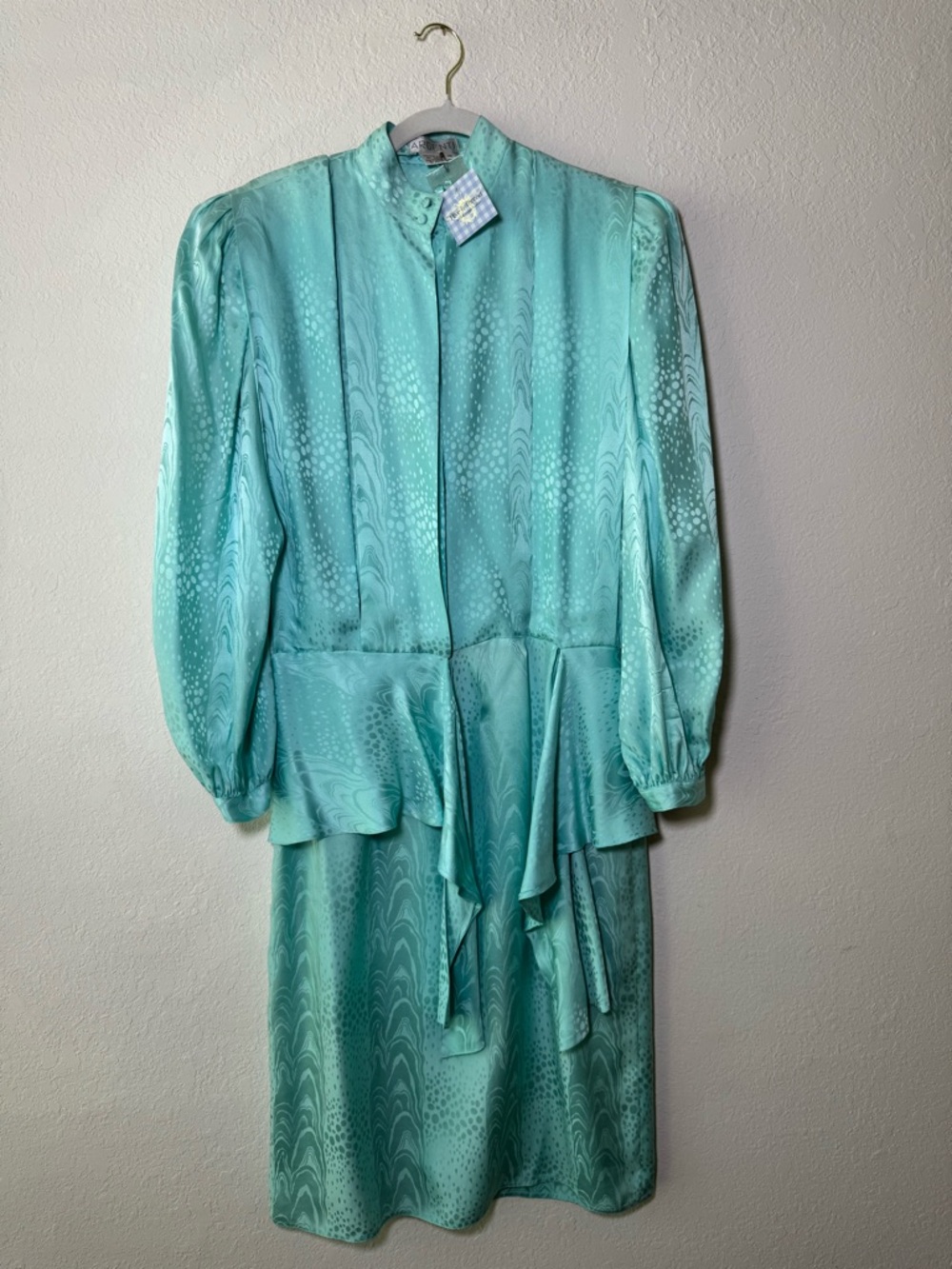 Vintage 80’s Silk Midi Dress with Peplum tie detail